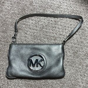 Michael Kors Metallic Silver Wristlet